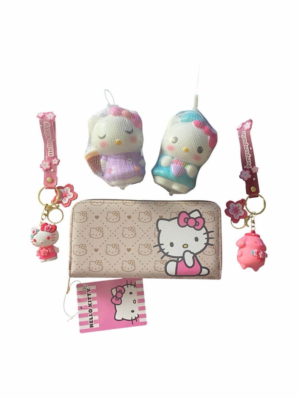 NWT-HELLO KITTY BUNDLE-WALLET-BAG CHATMS-SQUISHIES